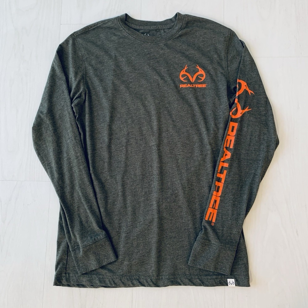 Realtree Camo Long Sleeve Spell-Out T-Shirt Men's M  Multicolor Cotton Blend